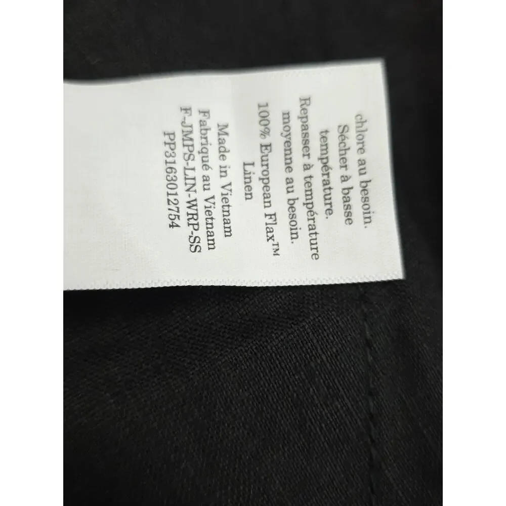 NEW Everlane The Wrap Linen Black Wrap-Front Wide-Leg Short Sleeve Jumpsuit 8
